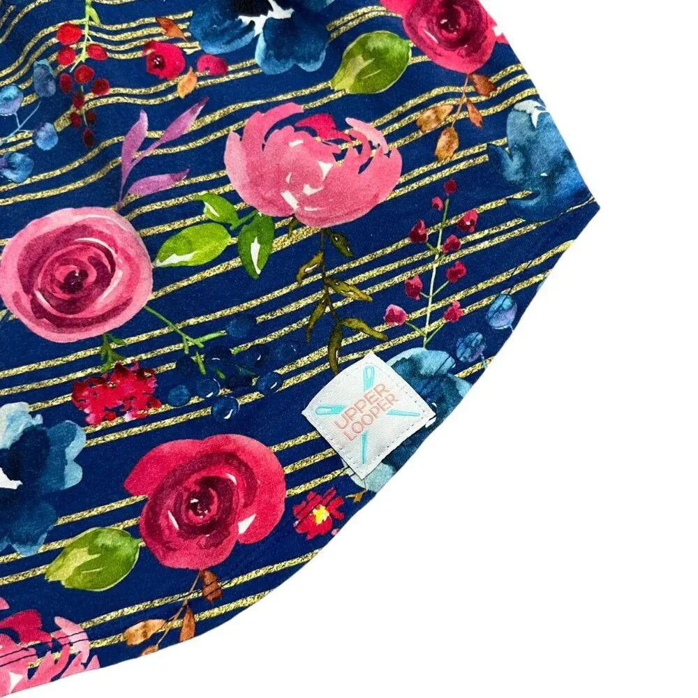 Upper Looper 7Y Handmade Striped Rose Floral Dress